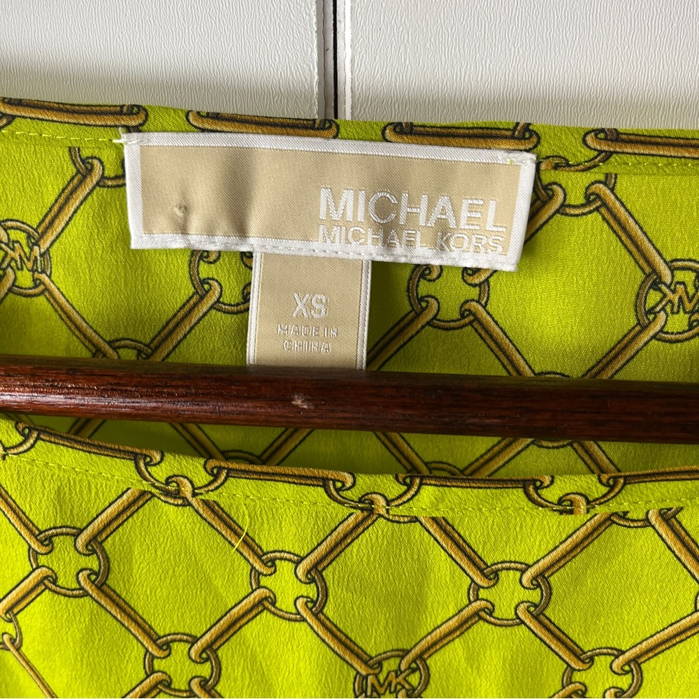 Michael Michael Kors Chartreuse Patterned Blouse - image 3